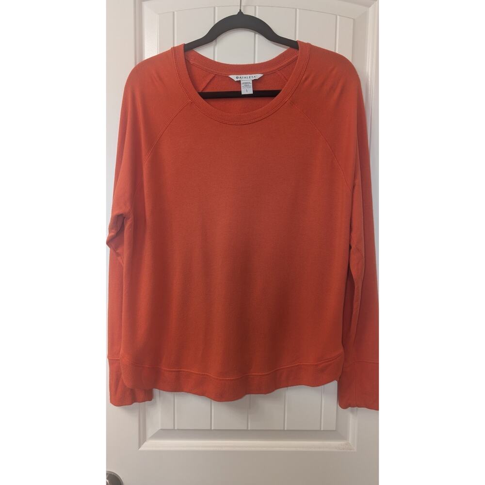 Athleta Womens Sweatshirt Size L Orange Round Neck Long Sleeve Pullover
